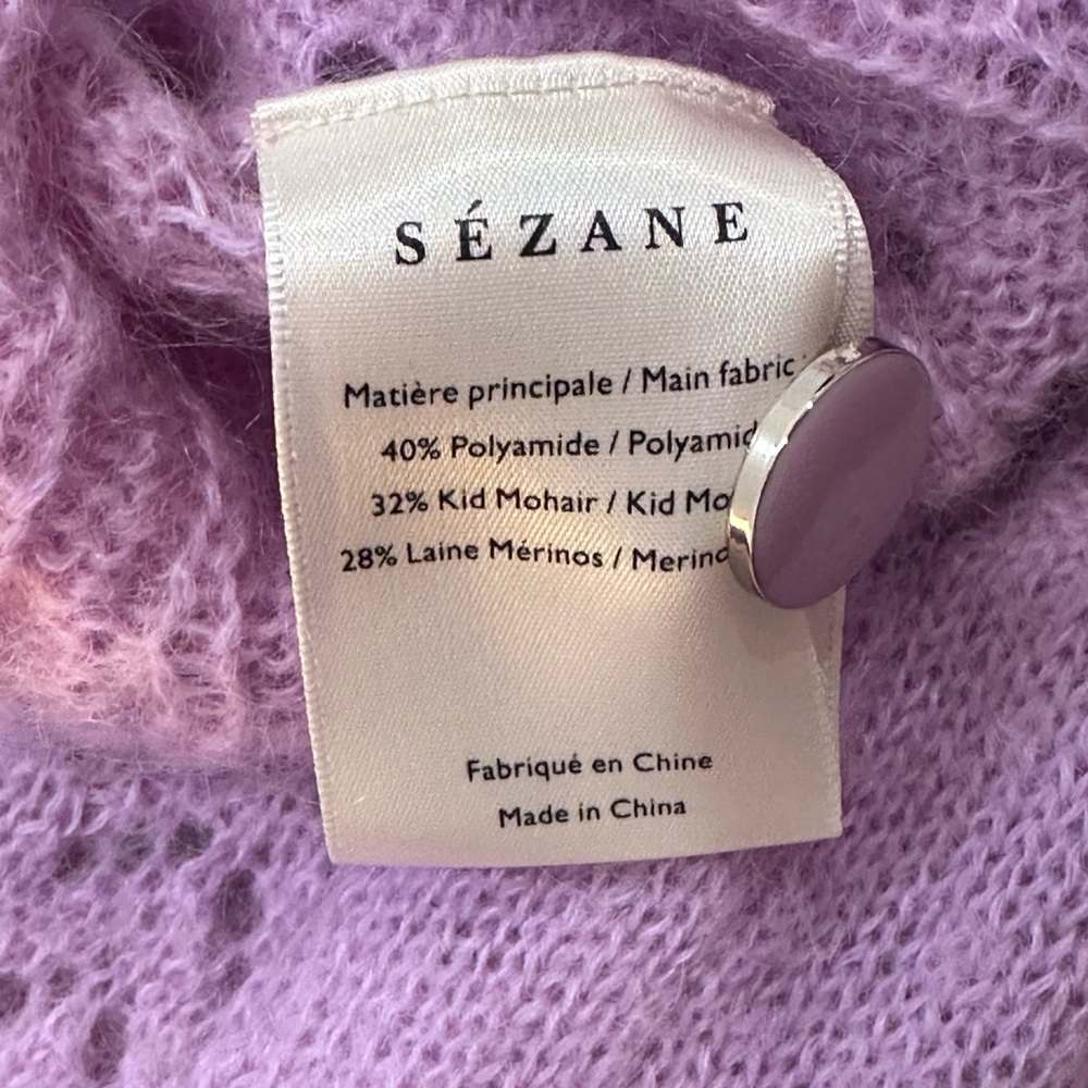 Sezane Lilac Openwork Knit Cardigan - Picture 9 of 9